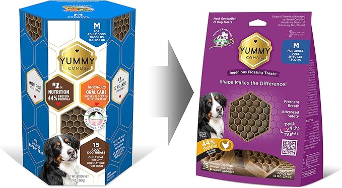 Dog Dental Treats – Vet VOHC Approved – Delicious Chicken Protein – Removes Tartar with Cleaning Comb Shape – Dental Dog Treats for Medium Dogs (12oz, 15 Count)