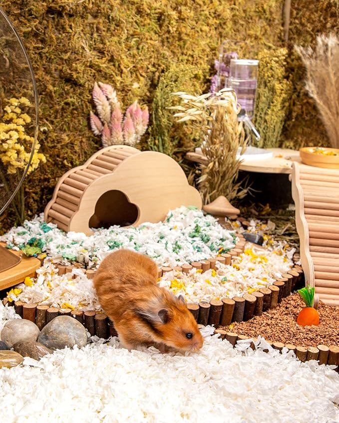 Niteangel Aspen Shaving Hamster Beddings for Syrian Dwarf Hamster Gerbil Mice Degu Rat Rabbit Bunny Guinea Pig Chinchilla Hedgehog or Other Small Pets (36L - White/Green Paper Bedding)