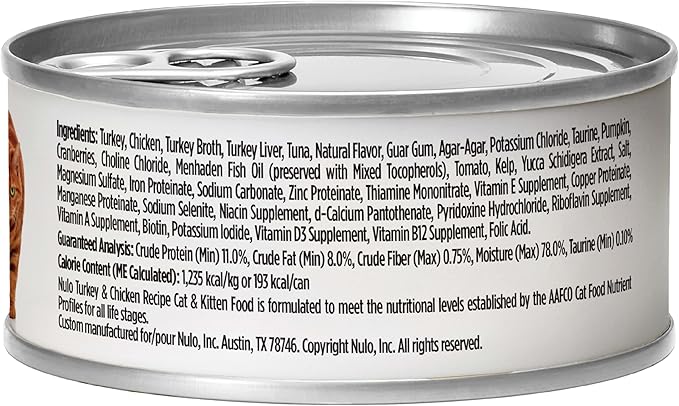 Nulo Turkey & Chicken Recipe Pate Wet Canned Cat Food, 5.5 Ounce (Pack of 24)