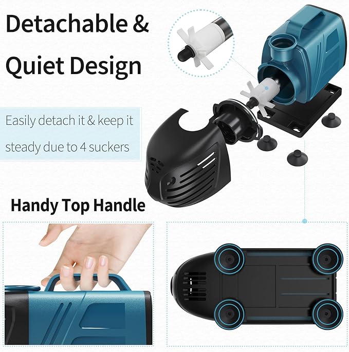 Uniclife Aquarium 1000 GPH Submersible and Inline Water Pump 80W 10ft High Lift AC 120 V Quiet Return Pump with 10 ft. Power Cord for Large Fish Tanks Pond Waterfalls Fountains Sumps and Gardens