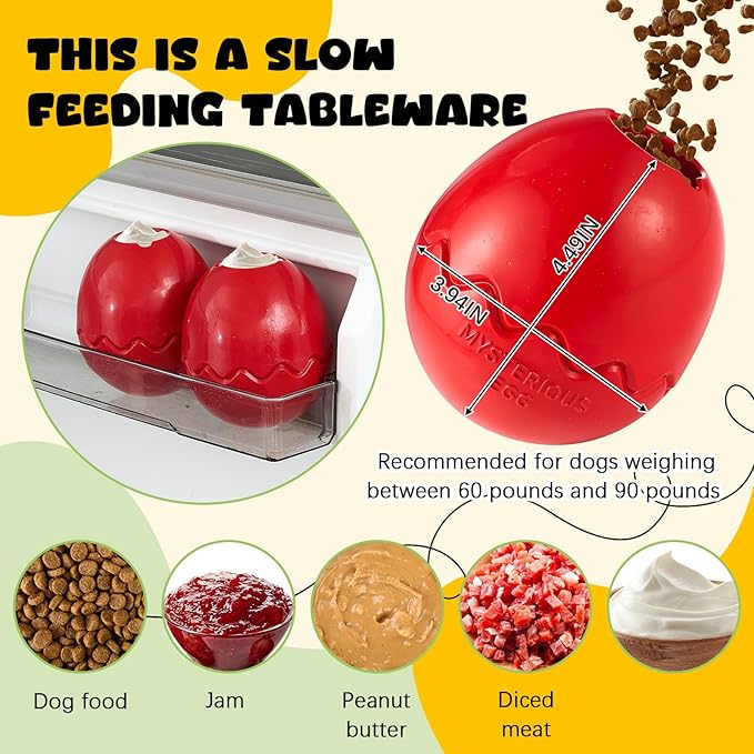 Aliceset 2 Pack Durable Freezable Dog Chew Toys for Aggressive Chewers Interactive Treat Dispensing Puzzle Toy for Large & XL Dogs Keeps Cool & Busy (Red)