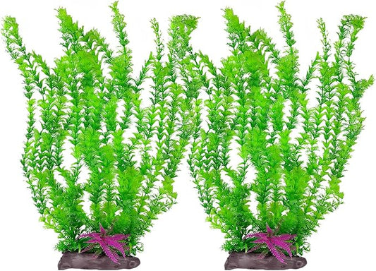 Hamiledyi Aquarium Plastic Plants Aquarium Decor Artificial Fish Tank Plants,Tall Fish Tank Decorations, Extra Large Aquarium Plant 20.4-inch Tall,2PCS