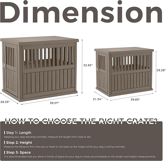 Dog House - Resin Outdoor Dog Kennel with Ventilated Design, Waterproof Dog Bed Shelter for Backyard, Garden & Patio