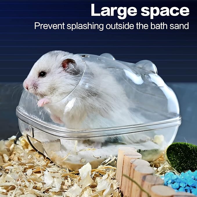 Hamster Bathtub,Hamster Bathroom,Small Animal Habitat Décor,Sand Bath Container Transparent Beds,Hamster Bed,Ice Bathtub,Sleep Pad Nest,Sand Bath Box for Cage Accessories（M）