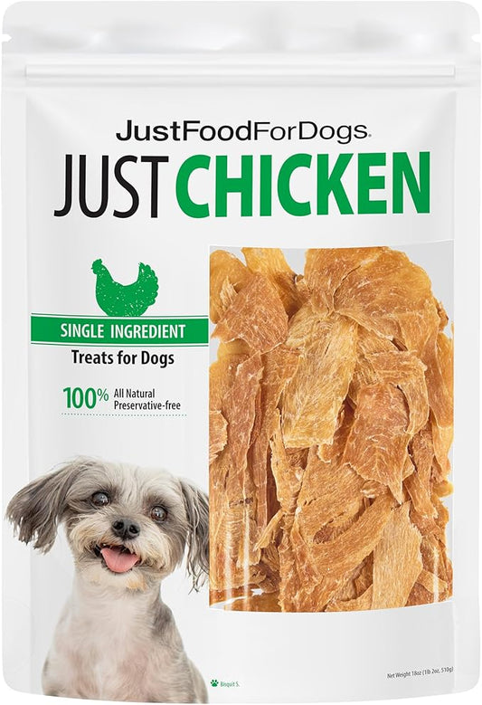 JustFoodForDogs Snack for Dogs, Single-Ingredient Chicken Healthy Dog Treats, 18 oz