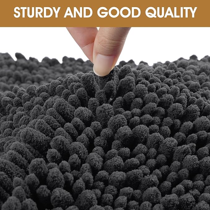 IM HOME 36" x 24" Dark Grey Dog Door Mats for Muddy Paws, Chenille Absorbent Dog Mat, Non Slip Heavy Mud Mat for Dogs, Soft Pet Bed Mat for Entryway, Mud Paws, Inside Floor