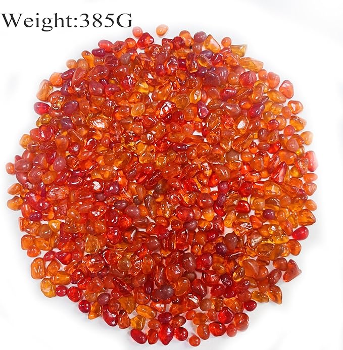 Glass Stones, 0.85LB/385g Orange Red Aquarium Gravel Rocks, Orange Red Pebbles for Fish Tank, Sea Glass for Vase Filler Craft