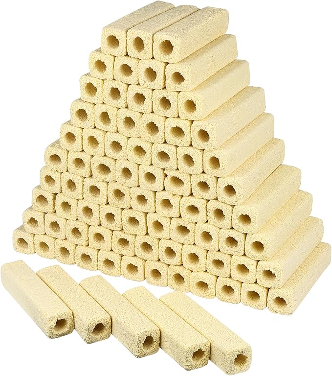 RealPlus Ceramic Bio Filter Media for Aquarium Sump Canister Pond Fish Tank Canister Koi Pond, Vast Surface Area, 80pcs, Yellow