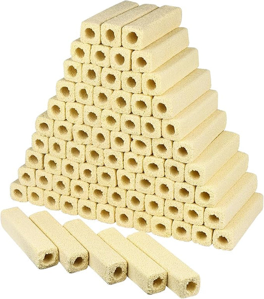 RealPlus Ceramic Bio Filter Media for Aquarium Sump Canister Pond Fish Tank Canister Koi Pond, Vast Surface Area, 80pcs, Yellow