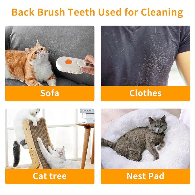Cat Steam Brush - 3 in 1 Spray Pet Comb for Shedding, USB Rechargeable Pet Hair Removal, for Cats, Cat Grooming Brush, for Kittens and Puppies, Massage and Remove Loose Hair