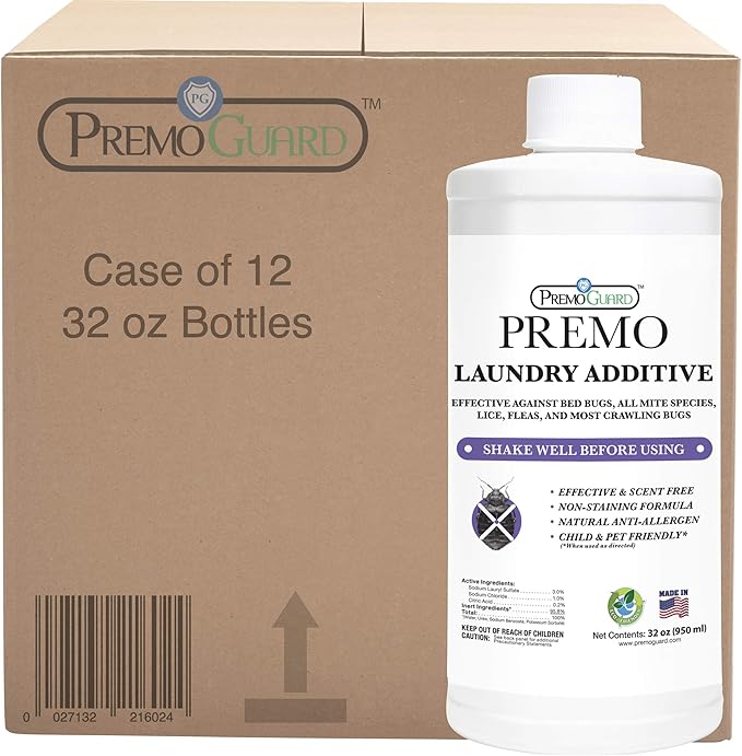 Premo Guard Bed Bug & Mite Laundry Detergent Additive 32 oz – Child & Pet Friendly – Stain & Odor Free – Best Natural Non-Toxin Treatment