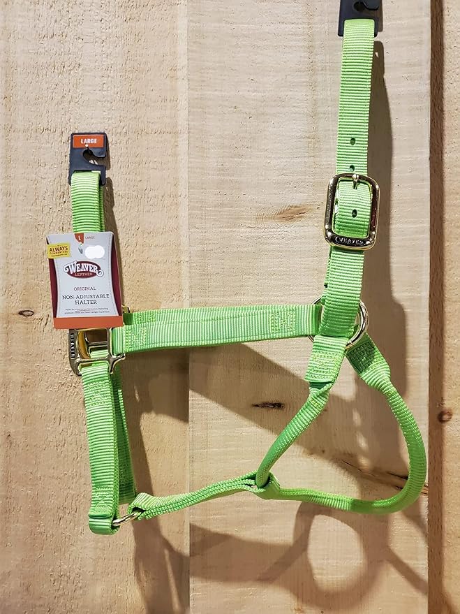 Weaver Equine Nylon Horse Halter, Triple-Ply Cheek Design, Original Non Adjustable Halters for Horses, Equine Tack,Average Size, Black