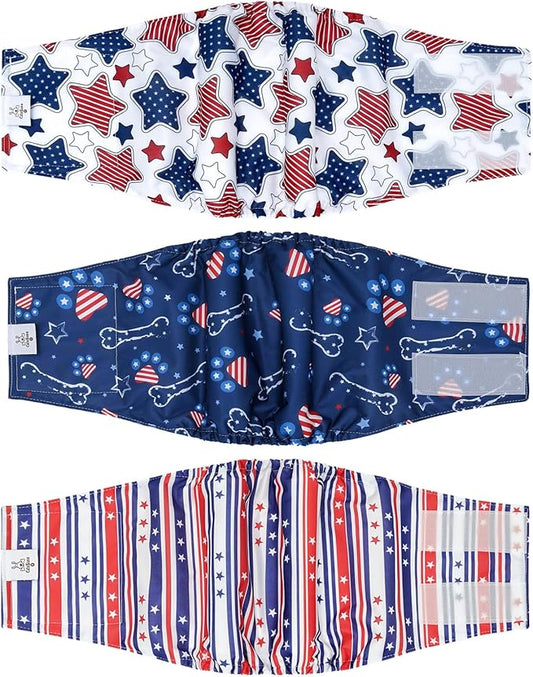 CuteBone Dog Diapers Male Belly Bands 3 Pack for Male Dogs Reusable Puppy Wraps DM66XS