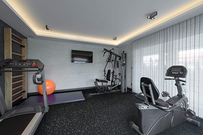 Genaflex Rubber Gym Floor Mat - 8mm Thick - Heavy Duty Commercial Protective Gym Flooring Roll (10% Red, 4' X 10')