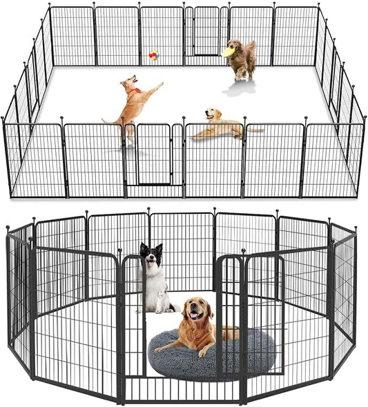 Dog Playpen Outdoor 40 inch 12 Panels Indoor Dog Pen for Large/Medium/Small Dogs Rustproof Metal Dog Fence Outdoor for Yard, Puppy Playpen with Door Portable Pet Fence for RV Camping Yard