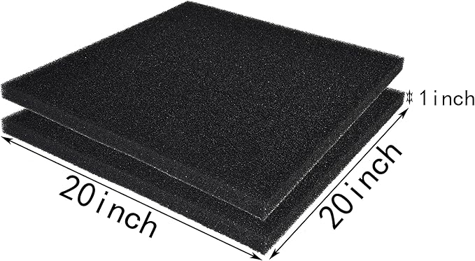 Hipanda 2 Pack Aquarium Bio Filter Sponge Pad 20"x20"x1",20PPI, Bio Filter Media Foam Pad Sponges, Cut-to-Size Open Cell Foam Sheet for Fish Tank