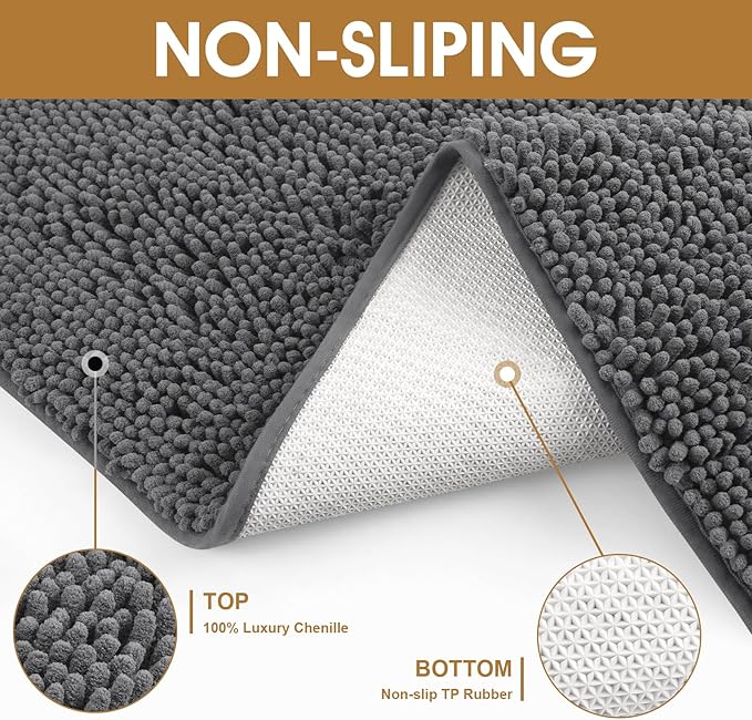 IM HOME Extra Large 60" x 36" Grey Dog Door Mats for Muddy Paws, Chenille Absorbent Dog Mat, Non Slip Heavy Mud Mat for Dogs, Soft Pet Bed Mat for Entryway, Mud Paws, Inside Floor