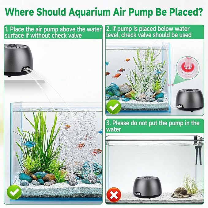 hygger Quiet Aquarium Air Pump, Adjustable Oxygen Aerator with Dual Output, 5W/8W Low Noise Air Pump with Air Stone Bubbler for Aquarium Fish Tank, Hydroponic System