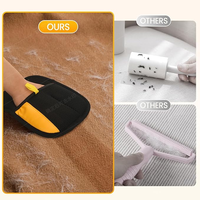 Pet Hair Remover Glove Reusable Electrostatic Cat Dog Hair Removal Grooming Brush Cat Grooming Gloves for Couch, Furniture, Carpet, Curtain