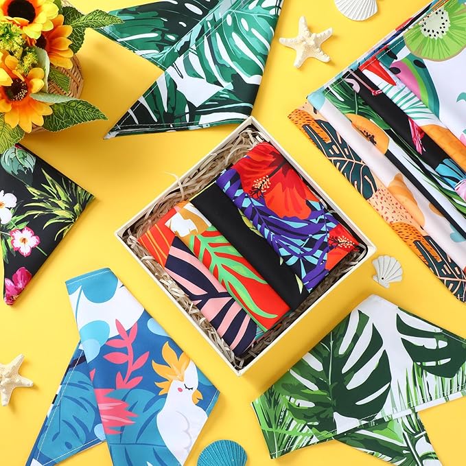 100 Pcs Hawaiian Dog Bandanas Bulk Pet Bibs Colorful Triangle Scarf Pet Bandanas for Medium Large Dogs Hawaiian Summer Luau Party Birthday Costume Decor