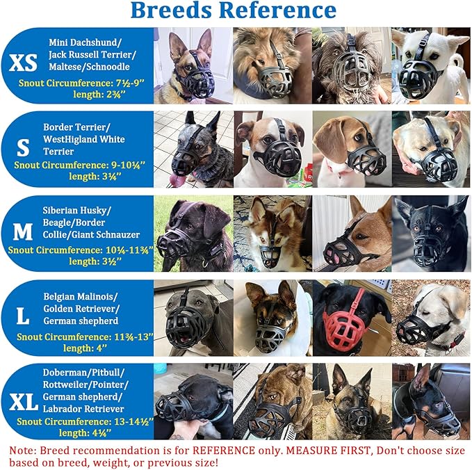 Mayerzon Dog Muzzle, Breathable Basket Muzzles for Small, Medium, Large and X-Large Aggressive Dogs Beagle German Shepherd Doberman, Cage Mouth Guard Stop Biting Chewing for Grooming Training