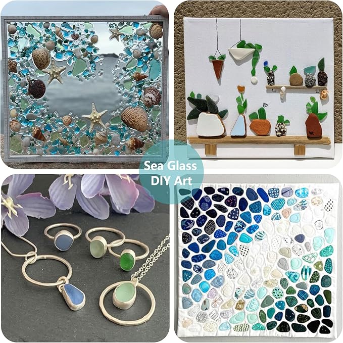 Sea Glass Stones - 2.9LB/46.4oz Blue Mixed Frosted Glass Pebbles Gemstones - Perfect for Aquarium Rocks, Fish Tank Gravel, Vase Fillers, Seaglass DIY Crafts, and Home Decor