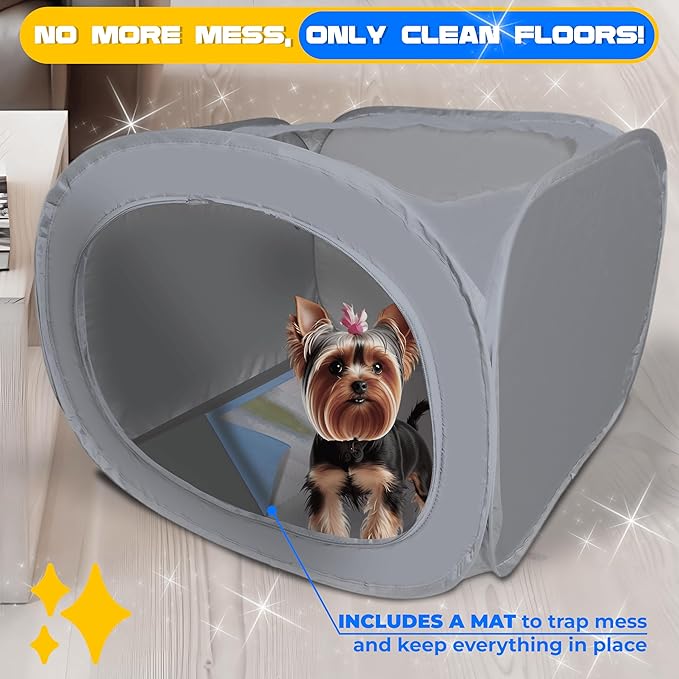 TidyFriend Cat Litter Box Enclosure 24” x 24” with Peepad Holder Tray Fits for 24” x 24” Pee Pad, Enclosed Small Cat Litter Box with Removable Wee Wee Pad Holder, High-Sided Pet Enclosure (Dark Grey)