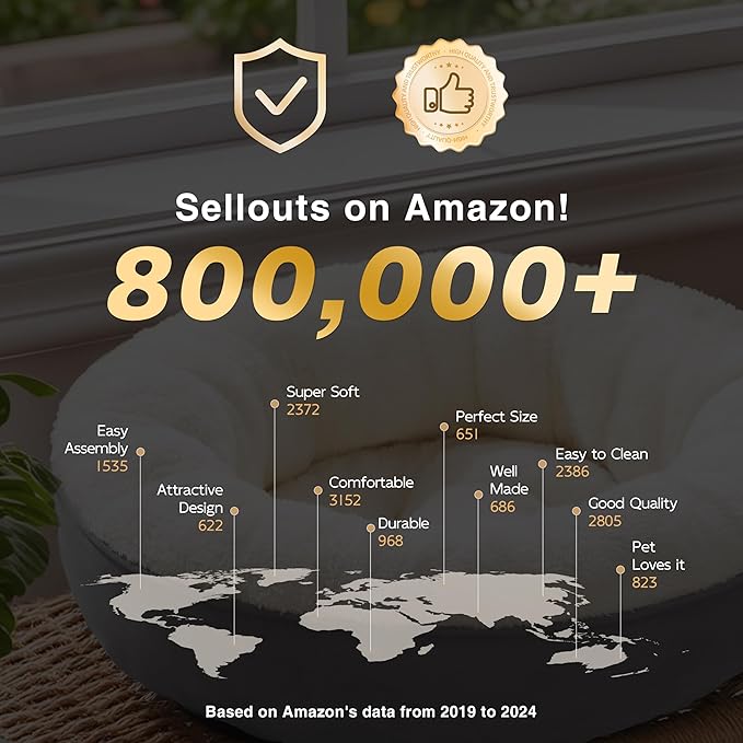 Love's cabin Round Donut Cat and Dog Cushion Bed, 25in Pet Bed for Small or Medium Dogs, Anti-Slip & Water-Resistant Bottom, Soft Durable Fabric Pet Beds, Washable Calming Cat & Dog Bed Grey