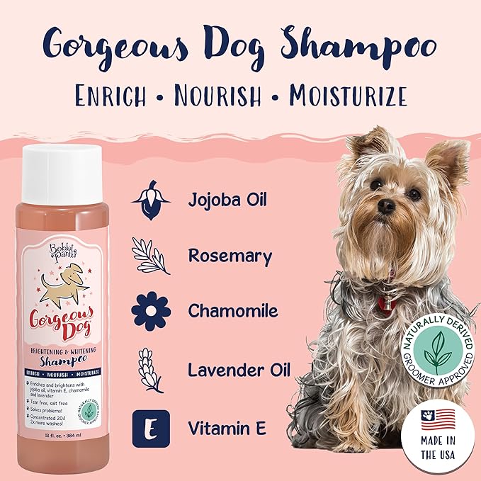 Bobbi Panter Dog Shampoo - Made in USA - All Natural Formula for Whitening All Coats, Enhances Shine & Moiturizes - Concentrated 20:1 for Professional Groomers - Peach Scent, 13 Oz