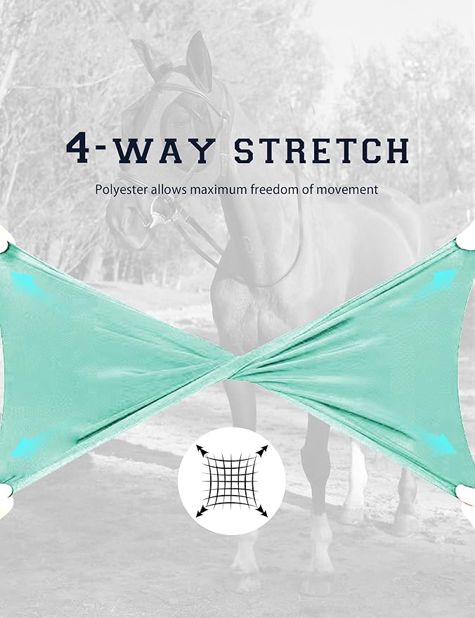 Horse Fly Mask with Ears, UV Protection for Horses, Elasticity with Big Mesh Eye Covers, Snug Fitting Comfortable Breathable Lightweight for Horses Gentle Mint Cob
