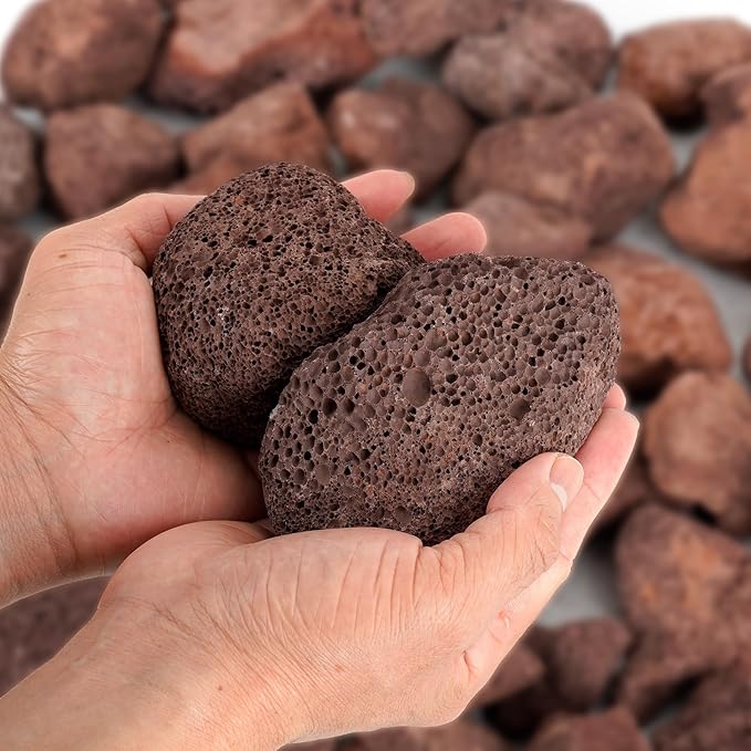 Mr. Fireglass Lava Rock Granules, Large Red Volcanic Lava Rock for Fire Bowls, Fire Pits, Gas Log Sets, Indoor or Outdoor Fireplaces - 10 Pounds (2.75"-5")