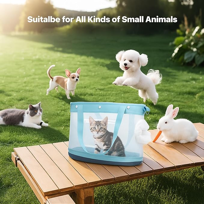 Dog Purse Carrier for Small Dogs Cat Kitty Puppy Rabbit Bunny Dog Cat Bag Carrier for Animals up to 22lbs Soft Sided Collapsible Pet Carrier Sling for Outing Travel Vet-Light Blue