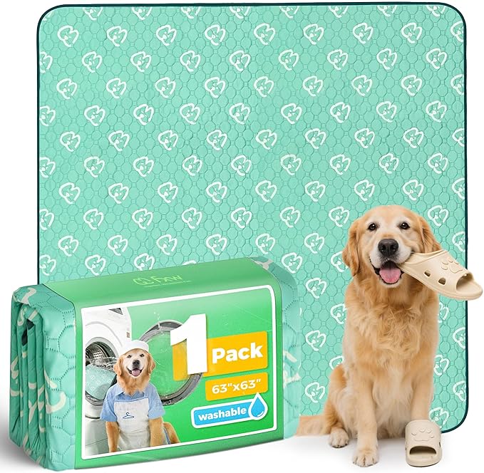 FXW Washable Pee Pads for Dogs, Puppy Pads with Super Absorbent, Specifically Designed for FXW Rollick/Homeplus 24inch 8 Panels Dog Playpen, 63" Square, Green, 1 Pack