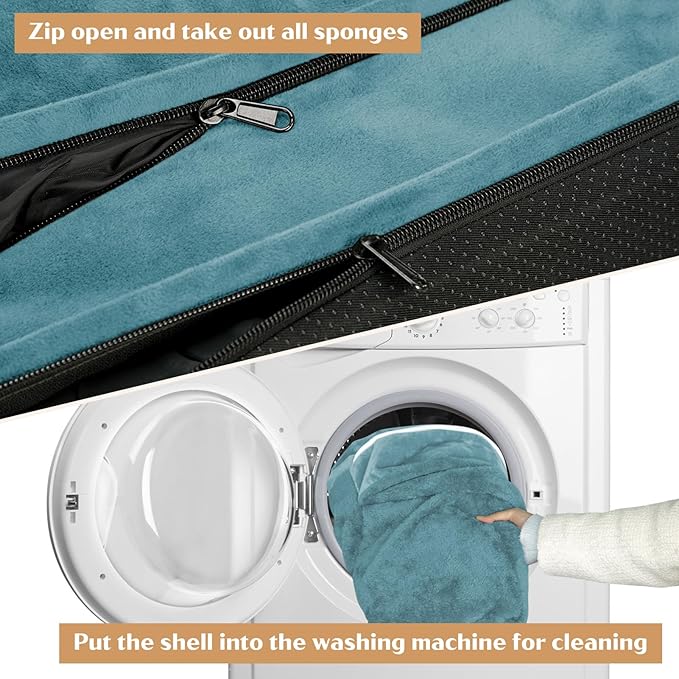 Comfort Expression Small Dog Beds Waterproof Orthopedic Foam Dog Sofa Beds for Medium Dogs Comfy Pet Bed with Washable Removable Cover & Non-Slip Bottom(Small,Washed Blue)