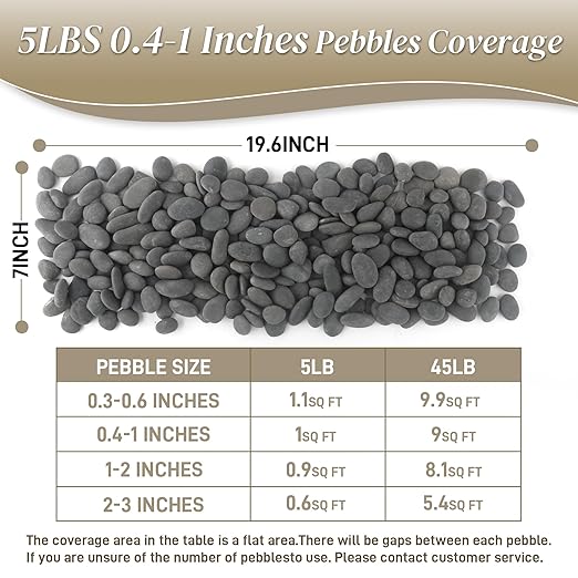 5 lbs Mexican Beach Pebbles, 0.4-1 Inch Natural River Rocks for Indoor Plants Vase Fish Tank Aquarium Fountain, Decorative Stone for Landscaping Garden Paving Walkways Backyard, Grey