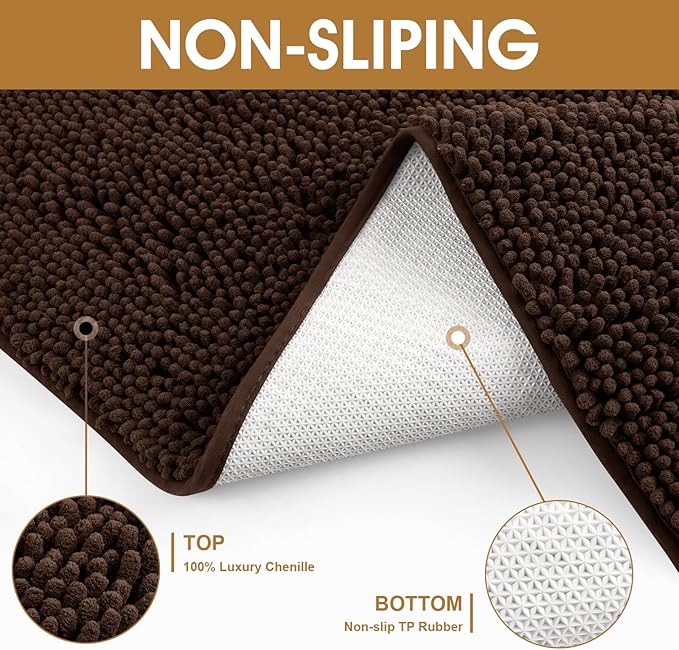 IM HOME 36" x 24" Brown Dog Door Mats for Muddy Paws, Chenille Absorbent Dog Mat, Non Slip Heavy Mud Mat for Dogs, Soft Pet Bed Mat for Entryway, Mud Paws, Inside Floor