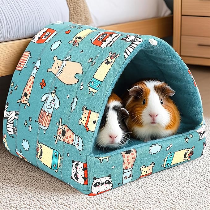 UPINS 2Pcs Guinea Pig Hideout,Guinea Pig Bed Houses Washable Small Animal House Cage Accessories for Dwarf Rabbits Chinchillas Hamsters Hedgehogs Ferrets Bearded Dragons and Rats