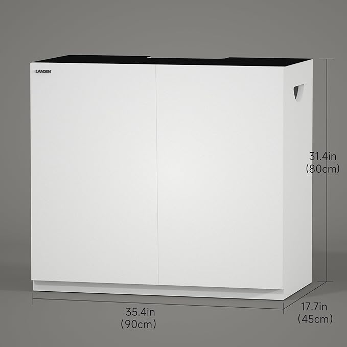 LANDEN Aquarium Stand and Cabinet, for up to 44Gal Tank, Fish Tank, Nano Foam Leveling Mat Included, Contemporary and Simple Design, Wooden Matte White Painted W35.5xD17.7xH31.49in (Stand Only)