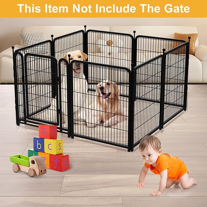 Garden Fence 40 Inch 14 Panels Without Gate, Total 31 Ft(L) Garden Fence for Yard and Dog, Black Dog Pen Wide Door, Metal Dog Pen Heavy Duty Pet Puppy Exercise Pen for Rv Camping