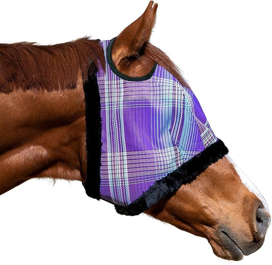 Kensington UV Fly Mask with Fleece Trim - Protective Mask with Dual Ear Opening & Forelock Freedom - XLarge, Lavender Mint