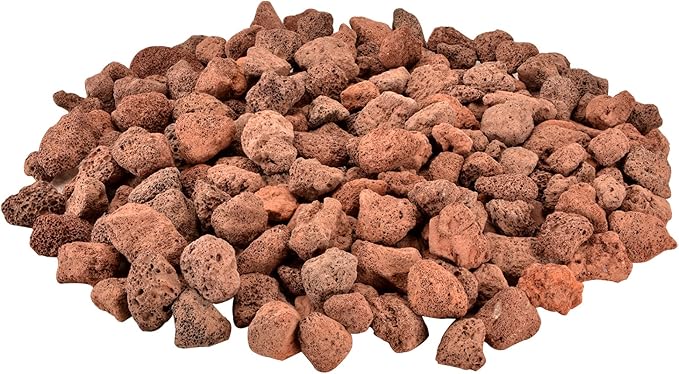Mr. Fireglass 10 Pounds Lava Rocks Red Natural Stone Granules for Gas Fire Pit Fireplace & Gas Log Set - Decorative Landscaping Rocks for Indoor and Outdoor Use, 0.8" - 1.2" Sized