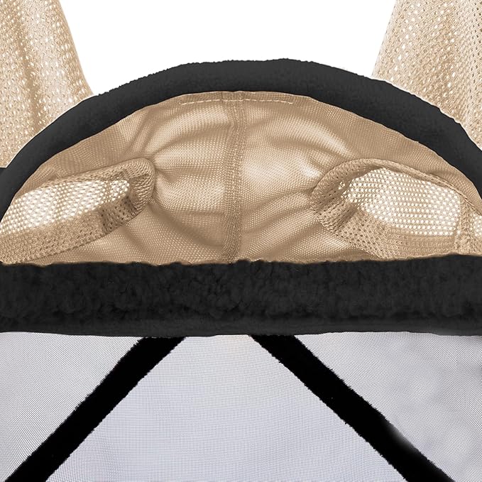 Harrison Howard Pro Luminous Horse Fly Mask Standard with Ears UV Protection for Horse Light Champagne Large Full Size