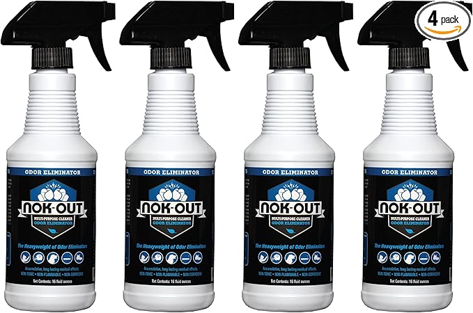 NOK OUT Odor Remover, Pet Deodorizer and Cleaning Spray, Made in the USA, 16 Fluid Ounce Spray, 4-Pack