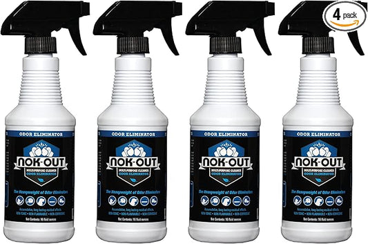 NOK OUT Odor Remover, Pet Deodorizer and Cleaning Spray, Made in the USA, 16 Fluid Ounce Spray, 4-Pack