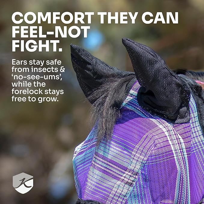 Kensington Signature Fly Mask w/Web Trim, Soft Mesh Ears & Forelock Opening Size: M-Small Horse Color: 2019 - Imperial Jade