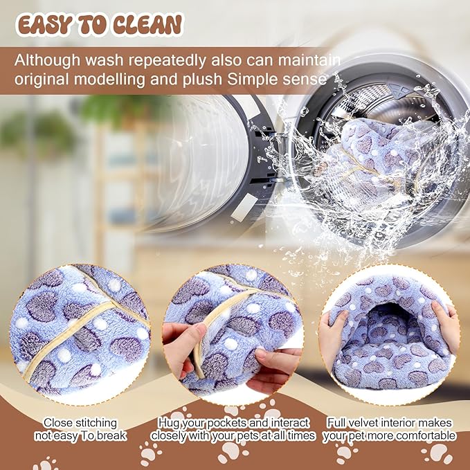 Wenqik 2 Pcs Guinea Pig Bed Cuddle Warm Hideout Small Animal Sack Cozy House Bedding Sleeping Cushion Portable Pet Carrier Cage Nest for Rabbit Hamster Rat(Gray, Pink,Heart)