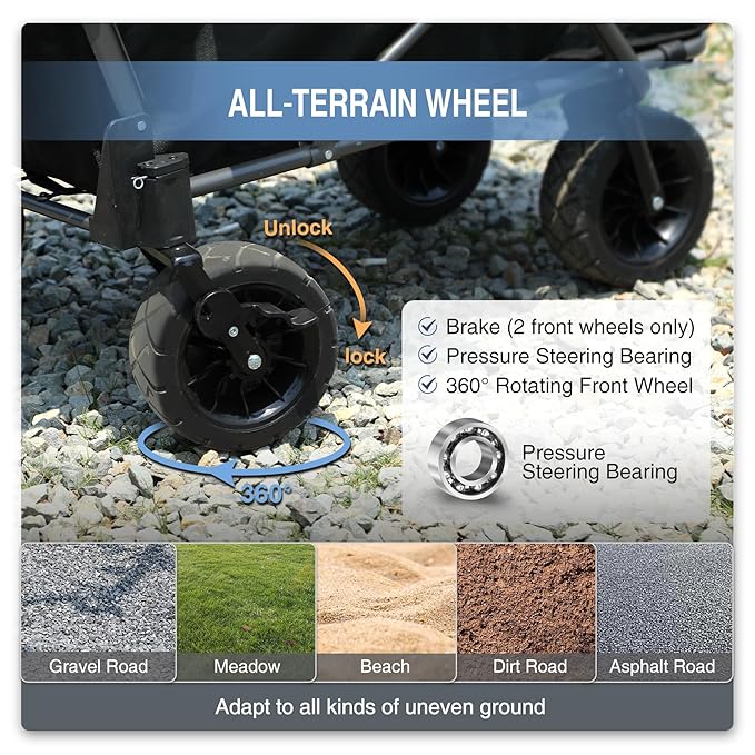 REDCAMP Folding Dog Wagon Cart with Removable Canopy Heavy Duty, 220L Large Collapsible Utility Cart Dog Stroller with Tailgate for Sports Shopping Pet, Black