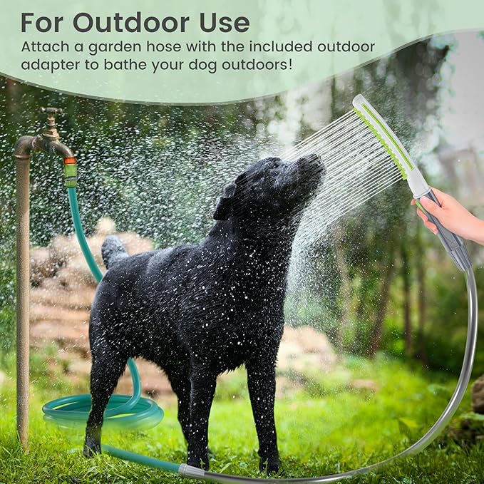 Dog Shower Attachment, Pet Shower Head for Fast and Easy Bathing and Cleaning, Dog Shower Wand With Metal T-Diverter, 8-Foot Hose T-Diverter Adapter For Indoor and Outdoor