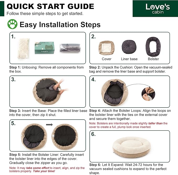 Love's cabin Round Donut Cat and Dog Cushion Bed, 30in Pet Bed for Medium or Large Dogs, Anti-Slip & Water-Resistant Bottom, Soft Durable Fabric Pet beds, Washable Calming Cat & Dog Bed Camel