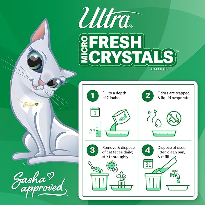 Ultra Fresh Scented Micro Crystals Premium Cat Litter - 99.9% Dust Free, Soft on Paws - 15 Lbs. Total (3pk of 5 Lbs.)